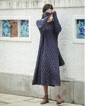 Load image into Gallery viewer, Black And Blue Loose Thicken Sweater Dresses For Women Z81042

