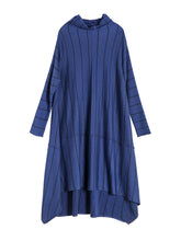 Load image into Gallery viewer, Elegant Blue High Neck Loose Sweater Dresses For Women Z81039
