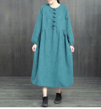 Load image into Gallery viewer, Chinese Style Loose Cotton Linen Brushed Dresses For Women 1363
