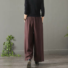 Load image into Gallery viewer, Women Vintage Pure Color Cotton Linen Wide Leg Pants 1389
