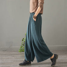 Load image into Gallery viewer, Women Vintage Pure Color Cotton Linen Wide Leg Pants 1389
