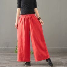 Load image into Gallery viewer, Women Vintage Pure Color Cotton Linen Wide Leg Pants 1389
