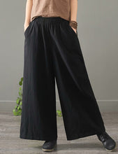 Load image into Gallery viewer, Women Vintage Pure Color Cotton Linen Wide Leg Pants 1389
