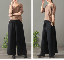 Load image into Gallery viewer, Women Vintage Pure Color Cotton Linen Wide Leg Pants 1389
