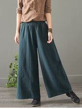Load image into Gallery viewer, Women Vintage Pure Color Cotton Linen Wide Leg Pants 1389
