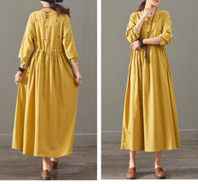 Load image into Gallery viewer, Loose Print Cotton Linen Maxi Dresses Women Casual Clothes 1387
