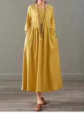 Load image into Gallery viewer, Loose Print Cotton Linen Maxi Dresses Women Casual Clothes 1387
