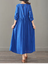 Load image into Gallery viewer, Loose Print Cotton Linen Maxi Dresses Women Casual Clothes 1387
