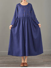 Load image into Gallery viewer, Loose Print Cotton Linen Maxi Dresses Women Casual Clothes 1387
