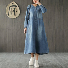 Load image into Gallery viewer, Loose Blue Denim Dresses Women Casual Cowboy Clothes Q732