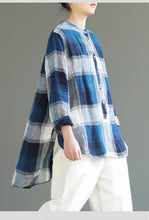 Load image into Gallery viewer, Vintage Loose Cotton Linen Plaid Shirt Women Spring Tops S25024
