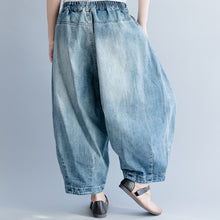 Load image into Gallery viewer, Blue Cowboy Loose Wide-leg Pants Women Casual Jeans K18036
