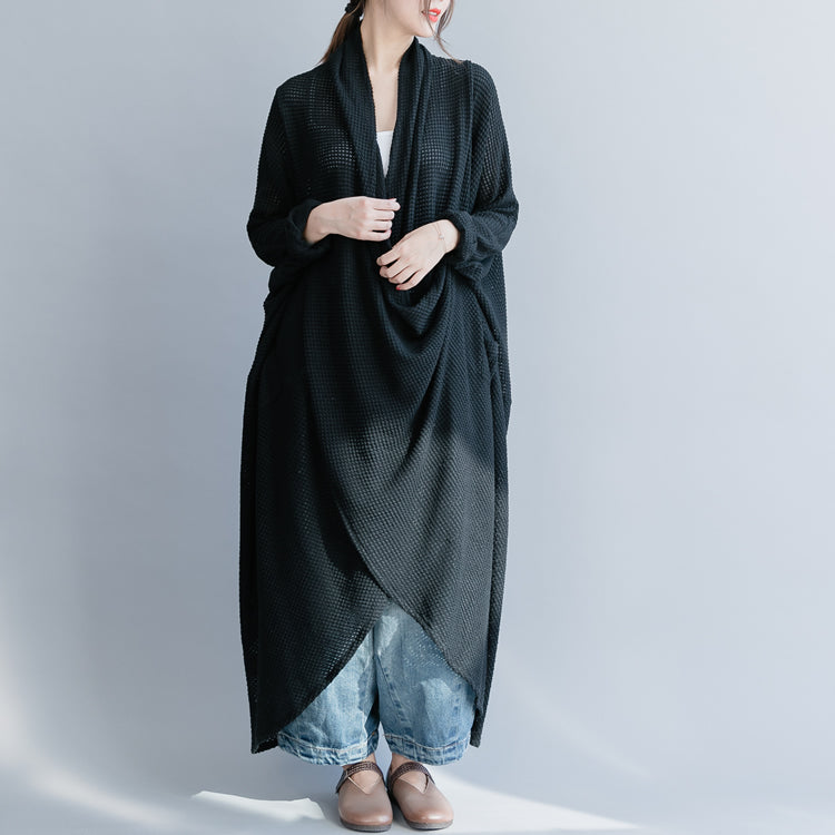 Black Loose Knitted Gown Women Casual Maxi Dresses Q26036 M