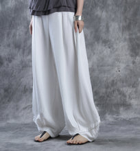 Load image into Gallery viewer, White And Black Summer Linen Wide-leg Pants For Women J9261