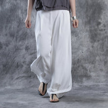 Load image into Gallery viewer, White And Black Summer Linen Wide-leg Pants For Women J9261
