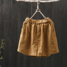 Load image into Gallery viewer, Linen Shorts, Women Linen shorts, High Waist Linen Shorts, Yellow Linen Shorts With Pocket, Women Shorts, Summer shorts, Custom shorts  K22040
