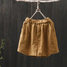 Load image into Gallery viewer, Linen Shorts, Women Linen shorts, High Waist Linen Shorts, Yellow Linen Shorts With Pocket, Women Shorts, Summer shorts, Custom shorts  K22040