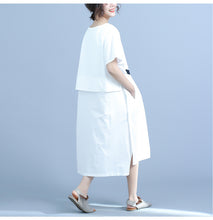 Load image into Gallery viewer, Summer Design Casual Cotton White And Blue Dresses For Women Q24043