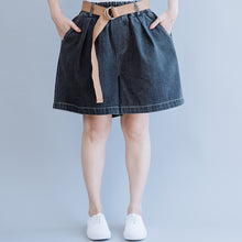 Load image into Gallery viewer, Women Loose Black And Blue Cowboy Shorts For Summer K6052
