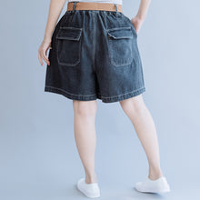 Load image into Gallery viewer, Women Loose Black And Blue Cowboy Shorts For Summer K6052