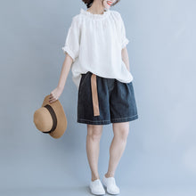 Load image into Gallery viewer, Women Loose Black And Blue Cowboy Shorts For Summer K6052
