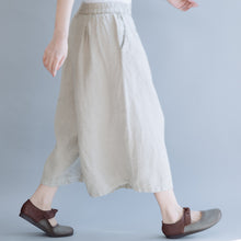 Load image into Gallery viewer, Women Linen Beige Wide-leg Pants Summer Loose Trousers K6054
