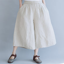 Load image into Gallery viewer, Women Linen Beige Wide-leg Pants Summer Loose Trousers K6054
