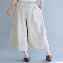 Load image into Gallery viewer, Women Linen Beige Wide-leg Pants Summer Loose Trousers K6054
