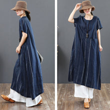 Load image into Gallery viewer, Loose Linen Striped Maxi Dress Women Loose Summer Women Clothes