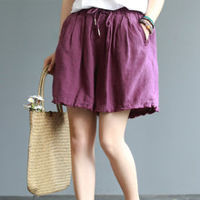 Load image into Gallery viewer, Women Pure Color Casual Shorts Summer Cotton Linen Short Pants K20052
