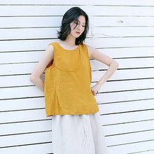 Load image into Gallery viewer, Summer Casual Yellow And Beige Vest Women Loose Cool Tank Top T9413