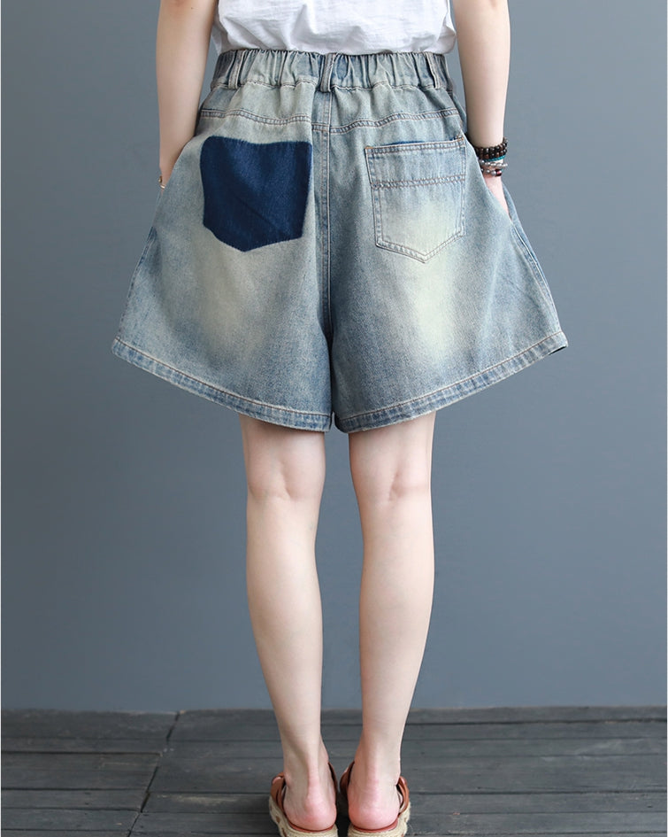 Summer Blue Casual Denim Shorts Women Loose Cowboy Short Pants K3060 ...