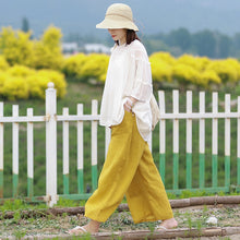 Load image into Gallery viewer, Loose Yellow Wide-leg Summer Wide-leg pants For Women K10063
