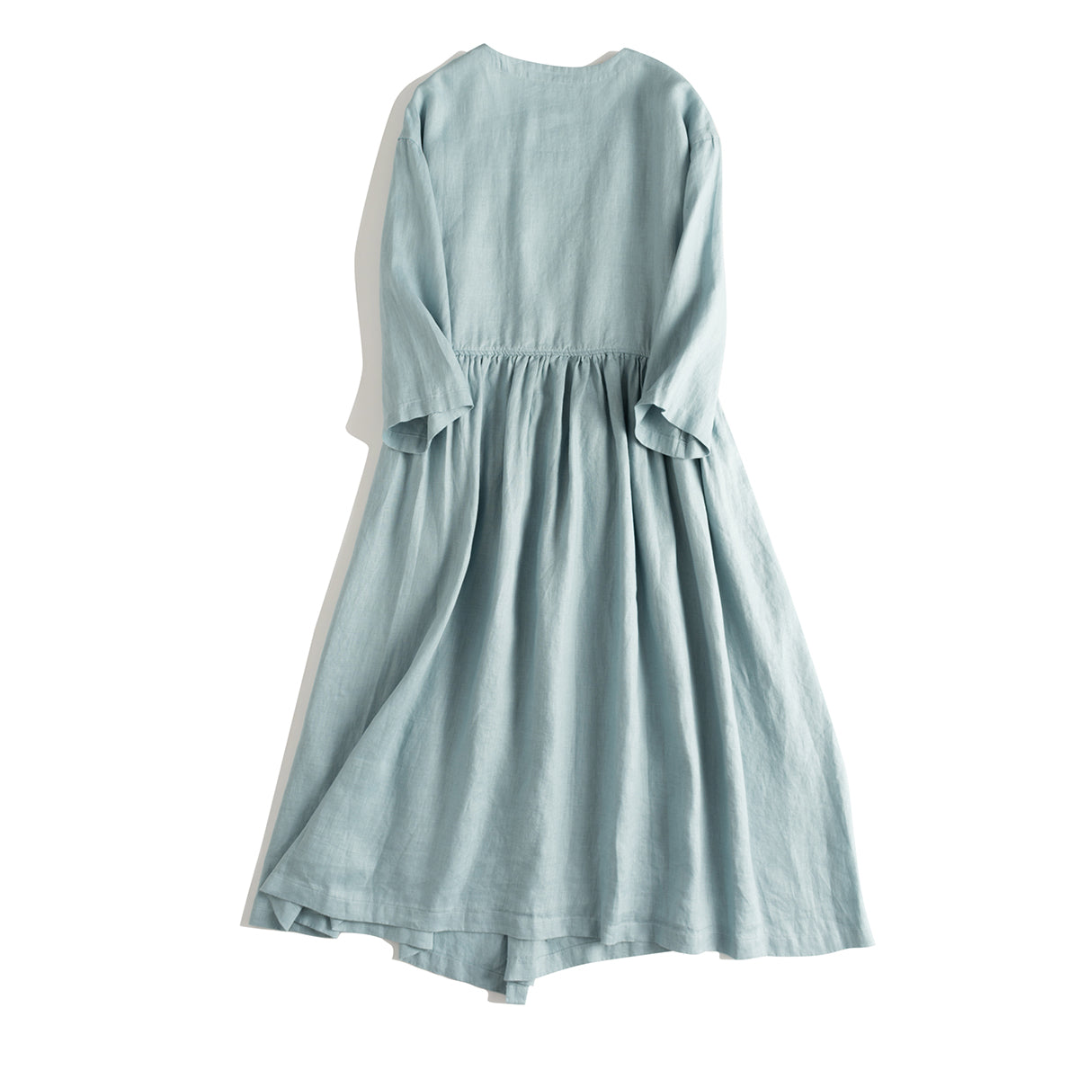 Loose Drawing Linen Summer Dresses Women Clothes L / Blue Loose Drawing Linen Summer Dresses Women Clothes L / Blue