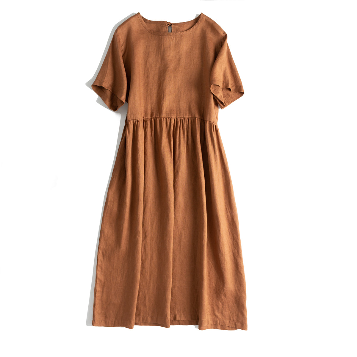 Loose Pure Color Linen Maxi Dresses Women Summer Casual Outfits L / Brown