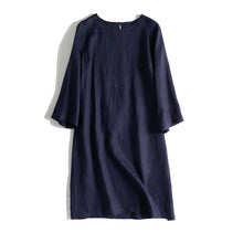 Load image into Gallery viewer, Blue And Yellow Linen Summer Dresses Women Loose Clothes