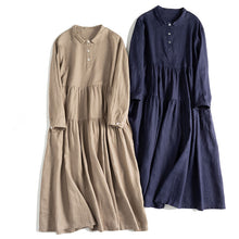 Load image into Gallery viewer, Women&#39;s Simple Linen Casual Long Sleeve Dress
