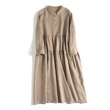 Load image into Gallery viewer, Women&#39;s Simple Linen Casual Long Sleeve Dress