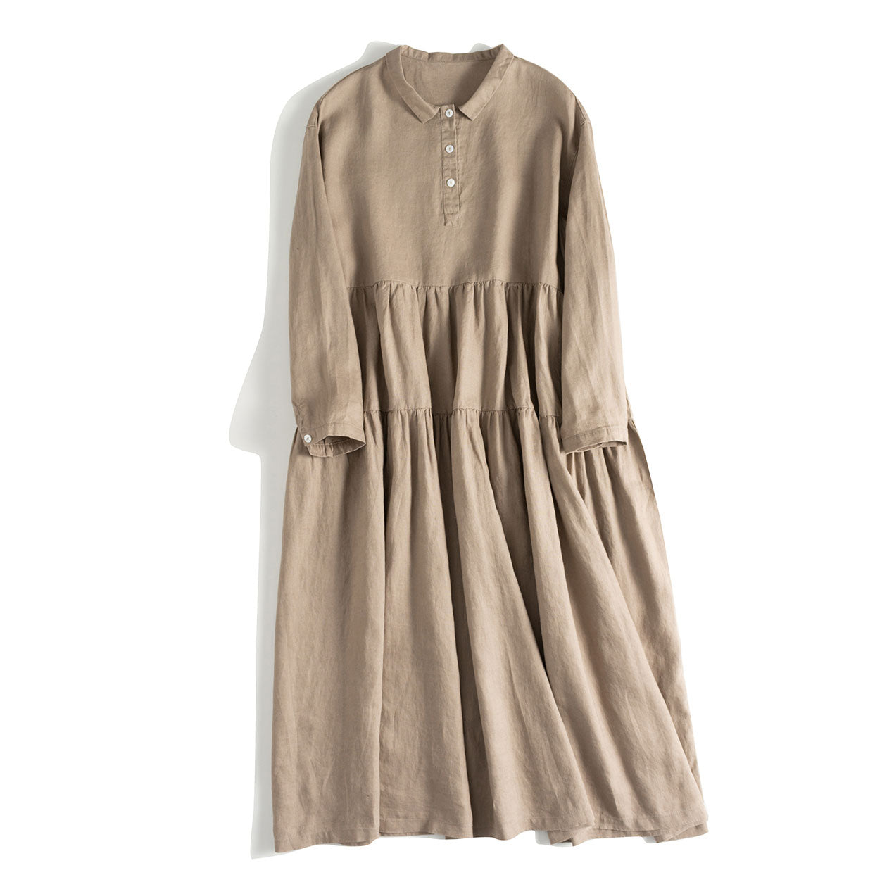 Women's Simple Linen Casual Long Sleeve Dress– FantasyLinen