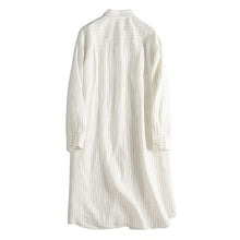 Load image into Gallery viewer, Loose White Striped Linen Shirt Dresses For Summer