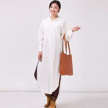 Load image into Gallery viewer, Women&#39;s Cotton Long Cardigan Shirt Dress
