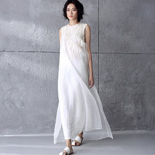 Load image into Gallery viewer, Art Embroidered White Simple Long Dress Summer Women Dress Q295A
