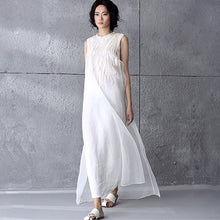 Load image into Gallery viewer, Art Embroidered White Simple Long Dress Summer Women Dress Q295A