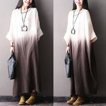 Load image into Gallery viewer, Plus Size Bat Sleeve Cotton Linen Loose Casual Fitting Long Dresses For Women