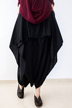 Load image into Gallery viewer, Cotton Wide Leg Pants Black Casual Loose Women Trousers P4101
