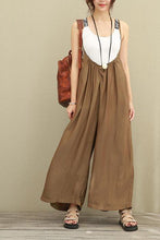 Load image into Gallery viewer, Brown Wide Leg Loose Silk Overalls Women Clothes - FantasyLinen
