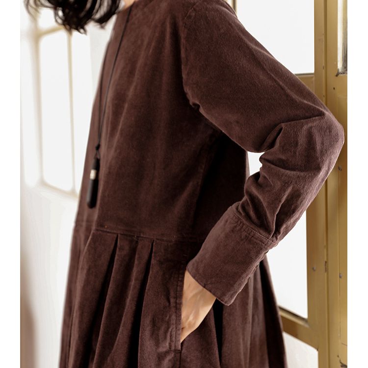 Loose Dresses for Women, Casual Winter Dress, Blue Midi Dress S / Brown Loose Dresses for Women, Casual Winter Dress, Blue Midi Dress S / Brown