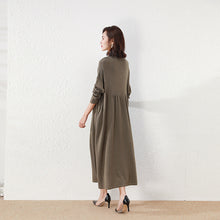 Load image into Gallery viewer, Winter Long Sleeve Dress, Wool Dresses for Women, Causal Long Button Up Dress