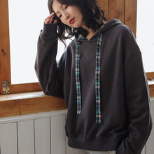 Load image into Gallery viewer, Cotton Hooded Sweatshirt, Pullover Hoodie for Women, Long Sleeve Dark Grey Fleece
