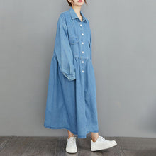 Load image into Gallery viewer, Casual Plus Size Dresses, Denim Long Dress, Casual Shirt Dress